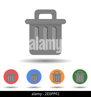 Flat illustration of trash bin icon vector logo isolated on background Stock Vector