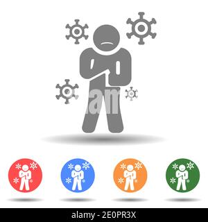Sick shivering flu man icon vector logo isolated on background Stock Vector