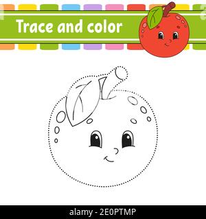 Trace and color for kids, apple vector Stock Vector Image & Art - Alamy