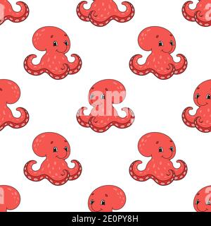 Colored seamless pattern with cute cartoon character. Simple flat vector illustration isolated on white background. Design wallpaper, fabric, wrapping Stock Vector