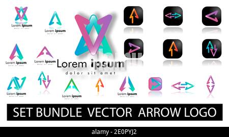 set collection logo design. arrow shape symbol or icon for the logo. Stock Vector