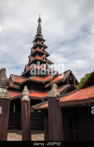 Bagaya Monastery in Inwa near Mandalay Myanmar Burma Stock Photo
