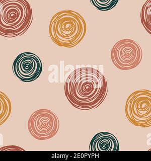Seamless pattern with hand drawn abstract circles. Hand drawn Scandinavian style vector illustration perfect for fabric, textile, apparel. Stock Vector