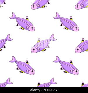 Colored seamless pattern with cute cartoon character. Simple flat vector illustration isolated on white background. Design wallpaper, fabric, wrapping Stock Vector