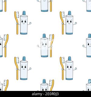 Colored seamless pattern with cute cartoon character. Simple flat vector illustration isolated on white background. Design wallpaper, fabric, wrapping Stock Vector