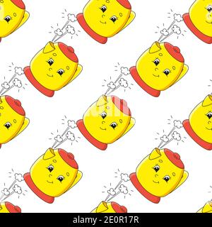 Colored seamless pattern with cute cartoon character. Simple flat vector illustration isolated on white background. Design wallpaper, fabric, wrapping Stock Vector
