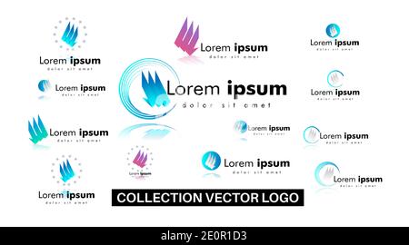 set collection logo design. wing shape symbol or icon for the logo. Stock Vector