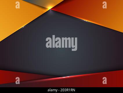 Template design abstract red and yellow gradient geometric shape luxury premium on blue background with lighting effect. Vector illustration Stock Vector