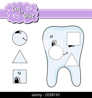 Cut and glue. Education developing worksheet. Activity page. Game for children. Isolated vector illustration in cute cartoon style. Stock Vector