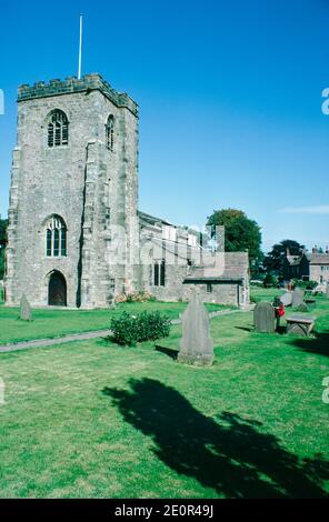 St Wilfrid's Church in the village Ribchester  in Lancashire, situated close to the site of a Roman fort. Archival scan from a slide. September 1977. Stock Photo