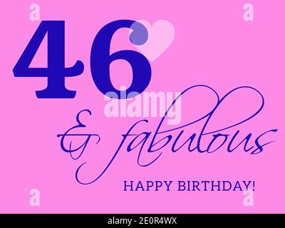 46th happy birthday card illustration in retro style. Stock Photo