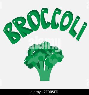 Broccoli vector illustration with lettering Stock Vector