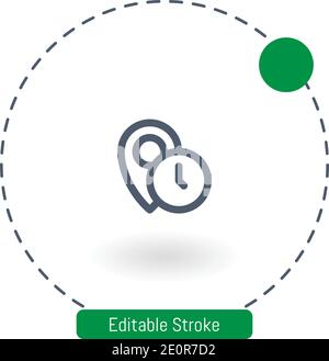 arrival time vector icon editable stroke outline icons for web and mobile Stock Vector
