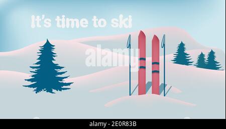 Time to ski banner vector illustration eps.10 Stock Vector
