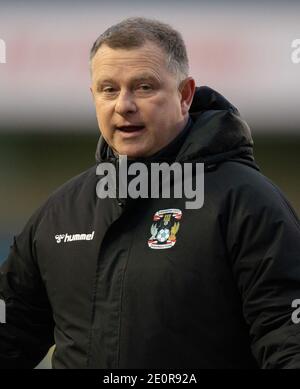 London, UK. 02nd Jan, 2021. Mark Robins Manager of Coventry City during the Sky Bet Championship match at The Den, London Picture by Alan Stanford/Focus Images/Sipa USA 02/01/2021 Credit: Sipa USA/Alamy Live News Stock Photo