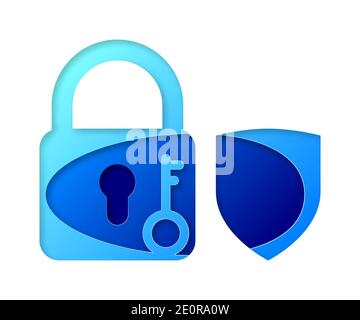 Vector security in paper art style Stock Vector