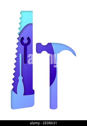 Vector repair in paper art style Stock Vector