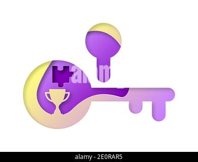 Vector key in paper art style Stock Vector