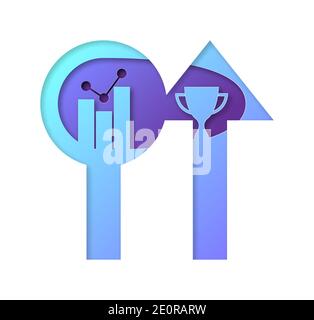 Vector analytics in paper art style Stock Vector