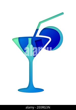 Vector cocktail in paper art style Stock Vector