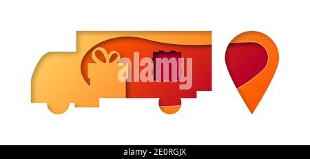 Vector truck in paper art style Stock Vector