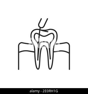 Teeth canal treatment color line icon. Pictogram for web page, mobile app, promo. Editable stroke. Stock Vector