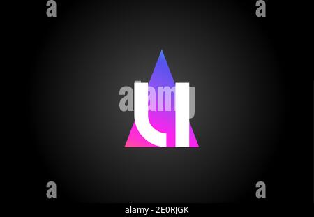 Alphabet letter U logo icon for company and business. Pink blue triangle design Stock Vector