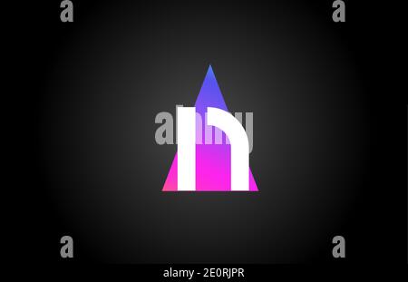 Alphabet letter N logo icon for company and business. Pink blue triangle design Stock Vector
