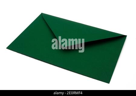 Green envelope isolated on white background Stock Photo