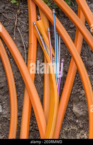 Fast Internet And Communication Through Fiber Optic Cables Stock Photo