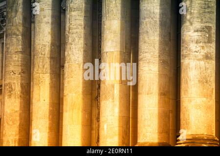 Classical marble columns of German parliament (Reichstag) building in Berlin, Germany Stock Photo