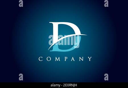D alphabet letter logo icon for company in blue and white colour. Simple swoosh design for business and corporate Stock Vector