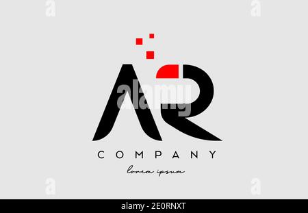 black red AR A R alphabet letter logo icon combination. Design for company and business Stock Vector