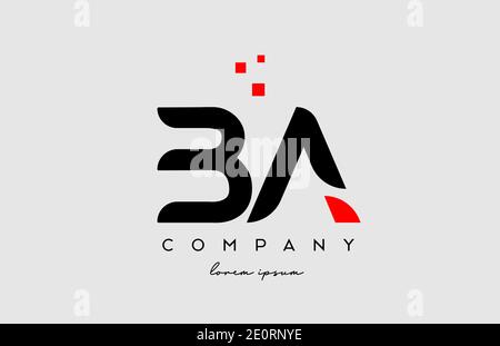 black red BA B A alphabet letter logo icon combination. Design for company and business Stock Vector