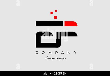 black red EF E F alphabet letter logo icon combination. Design for company and business Stock Vector