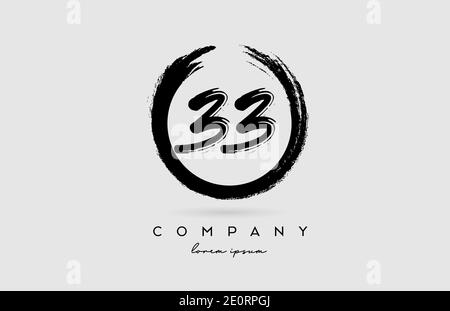 grunge number 33 logo icon. Vintage design for business and company in white and black colors with circle Stock Vector