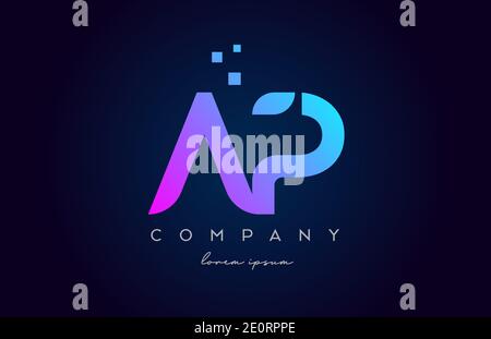 pink blue alphabet letter AP A P combination for company logo. Suitable ...