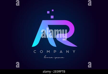 AR A R alphabet letter logo icon combination. Creative design for company and business in pink blue colours Stock Vector