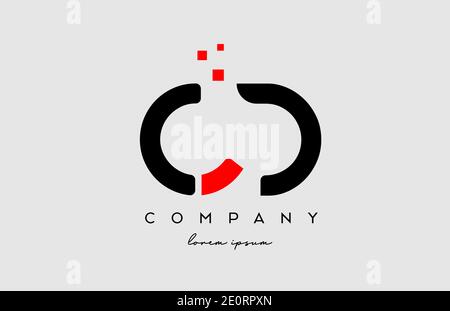 black red CD C D alphabet letter logo icon combination. Design for company and business Stock Vector