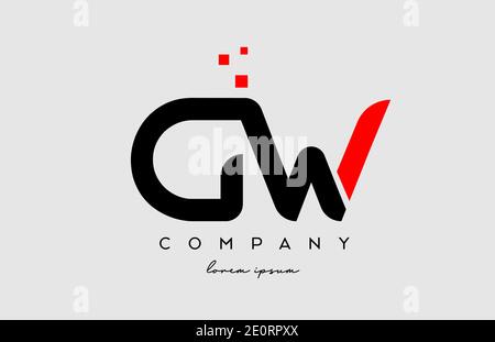 black red GW G W alphabet letter logo icon combination. Design for company and business Stock Vector