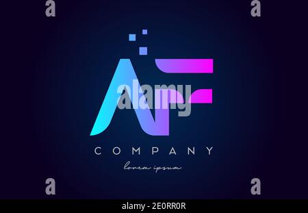 AF A F alphabet letter logo icon combination. Creative design for company and business in pink blue colours Stock Vector