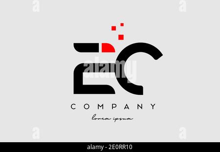 black red EC E C alphabet letter logo icon combination. Design for company and business Stock Vector