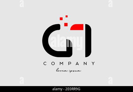 black red GT G T alphabet letter logo icon combination. Design for company and business Stock Vector