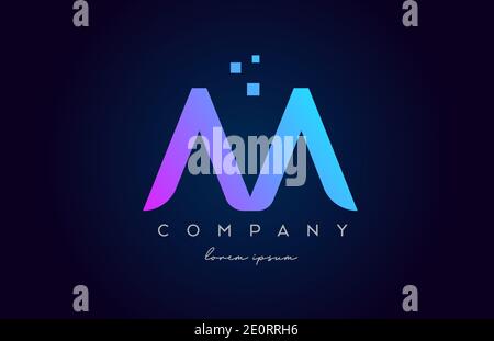 AA A A alphabet letter logo icon combination. Creative design for company and business in pink blue colours Stock Vector