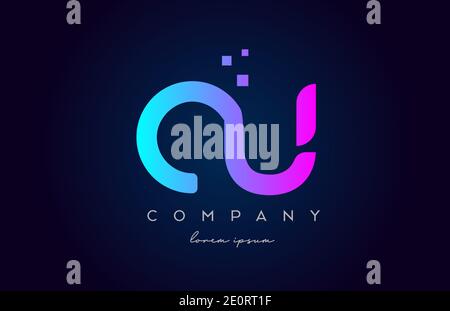 CU C U alphabet letter logo icon combination. Creative design for company and business in pink blue colours Stock Vector