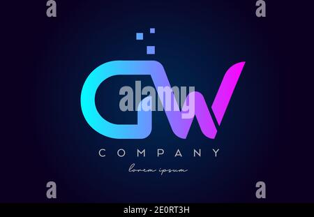 GW G W alphabet letter logo icon combination. Creative design for company and business in pink blue colours Stock Vector