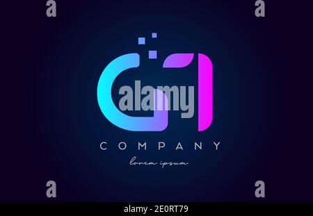 GT G T alphabet letter logo icon combination. Creative design for company and business in pink blue colours Stock Vector