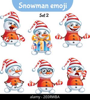 Vector set of cute snowman characters. Set 2 Stock Vector