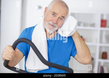 senior man after doing sports Stock Photo