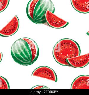 Watermelon pattern. Seamless vector background. Stock Vector